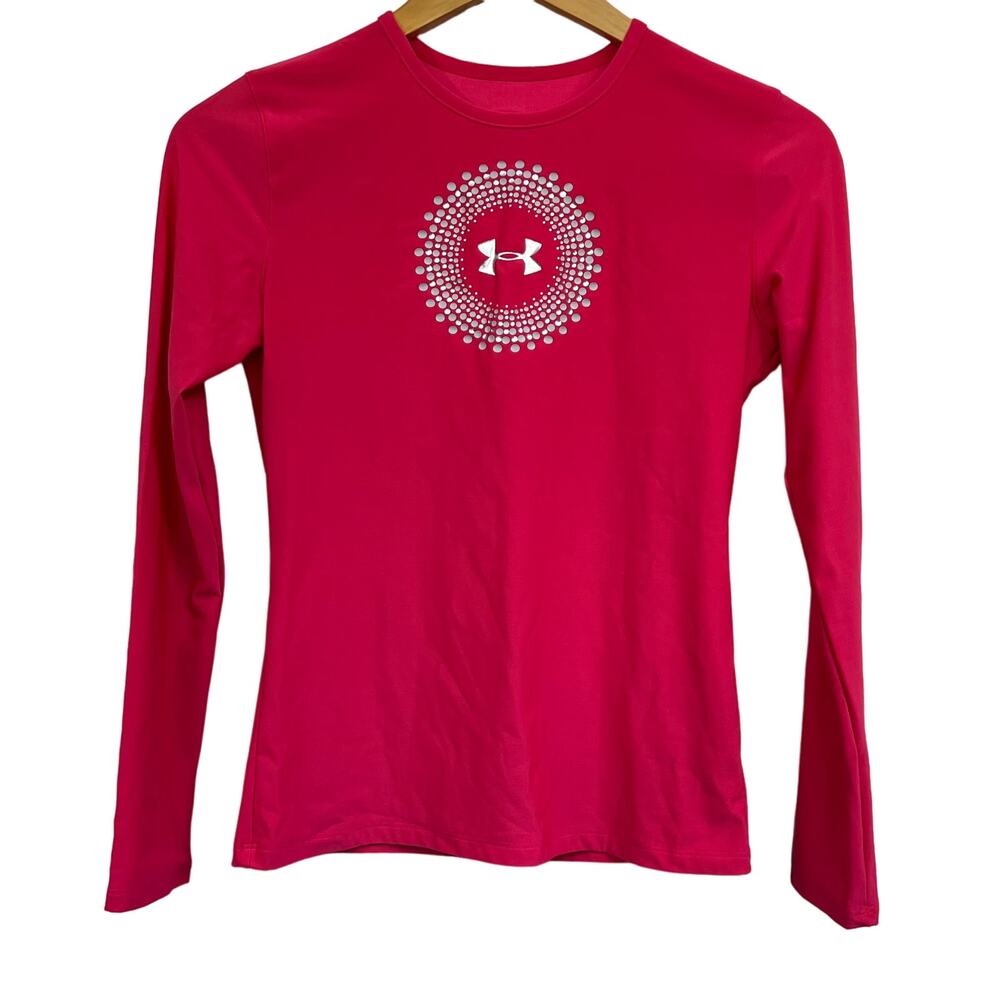 Under Armour Heat Gear Fitted Long Sleeve Shirt Hot Pink Youth XL